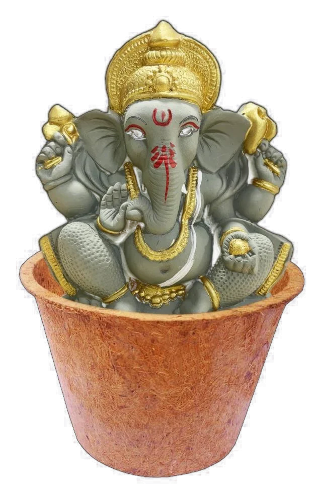 Clay Seed Ganesha idol, front view